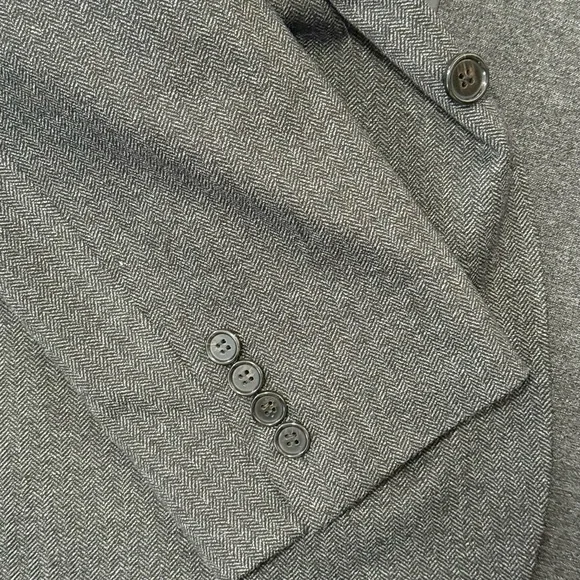 Ralph Lauren Blazer Gray Herringbone Wool Blend 52R Made In Canada Dillard’s Men - Picture 9 of 9